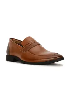 Bata Men Brown Textured Formal Slip-On Shoes