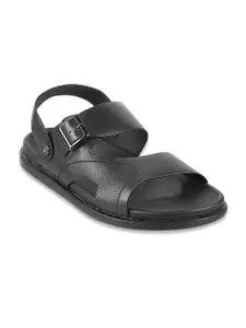 WALKWAY by Metro Men Black & Silver-Toned Comfort Sandals