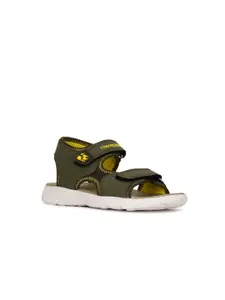 Bubblegummers Boys Olive Green & Yellow Solid Sports Sandals