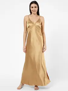 Sweet Dreams Red & Beige Satin Maxi Nightdress with Robe