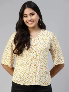 Ayaany Women Yellow Floral Print Top
