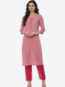 Rangriti Women Pink Thread Work Kurta