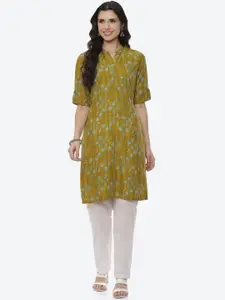 Rangriti Women Lime Green Floral Printed Kurta