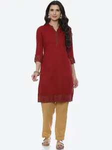 Rangriti Women Maroon Embellished Kurta