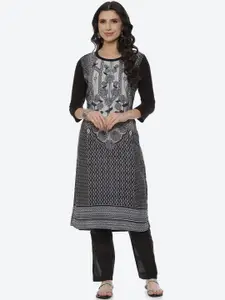 Rangriti Women Black Ethnic Motifs Printed Kurta