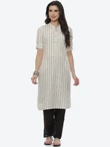 Rangriti Women Off White Striped Kurta
