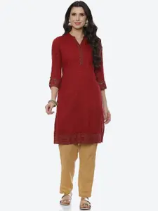 Rangriti Women Maroon Embellished Kurta