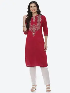 Rangriti Women Magenta Embroidered Thread Work Kurta