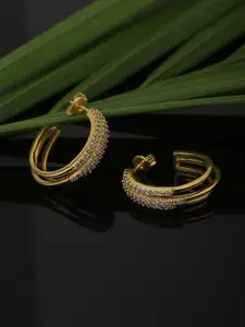 Carlton London Gold-Toned Circular Half Hoop Earrings