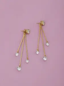 Carlton London Gold-Toned Contemporary Drop Earrings