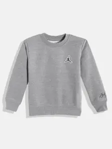 Jordan Boys Grey Melange Solid Sweatshirt