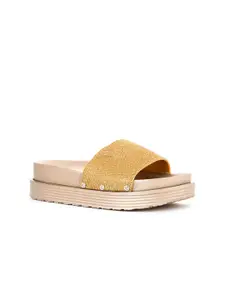 Khadims Gold-Toned Flatform Sandals