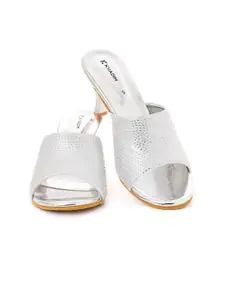 Khadims Silver-Toned Kitten Sandals