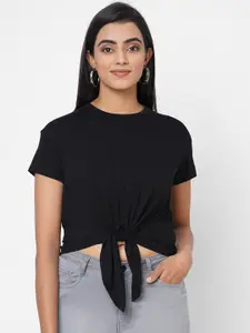 Kraus Jeans Women Black Slim Fit T-shirt