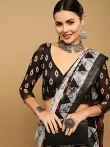 KALINI White & Gold-Toned Zari Saree