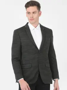 Turtle Men Charcoal Printed  Single Breasted Casual Blazers