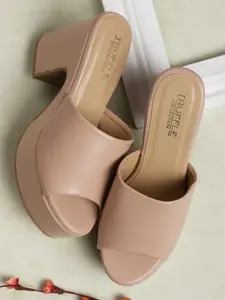 Truffle Collection women's Nude-Coloured PU Block Peep Toes
