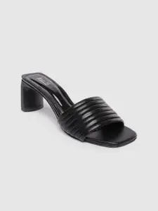 Inc 5 Women Black Solid Block Sandals