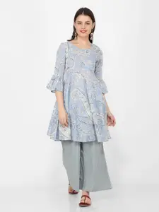 NAVIYATA women Grey Melange Floral Maxi Dress