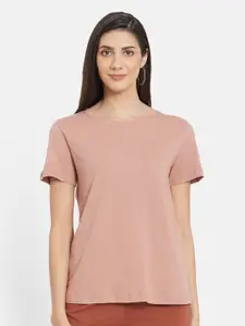 UNMADE Women Peach-Coloured Organic Cotton T-shirt