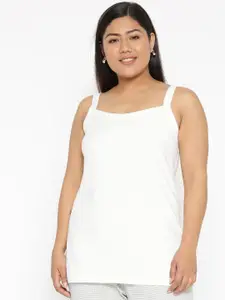 theRebelinme Women  Plus Size White Solid Camisoles