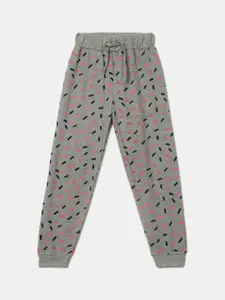 V-Mart Girls Grey Printed Lounge Pants