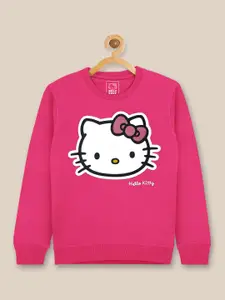 Kids Ville Girls Pink Hello Kitty Printed Sweatshirt