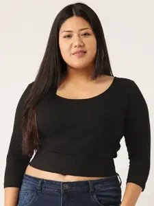 theRebelinme Women Plus Size Black Crop Top