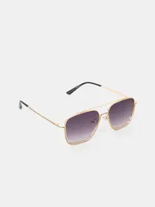 20Dresses Women Purple Lens & Gold-Toned Rectangle Sunglasses
