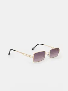 20Dresses Women Purple Lens & Gold-Toned Rectangle Sunglasses SG0653