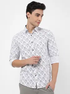 VASTRADO Men White Relaxed Floral Printed Casual Shirt