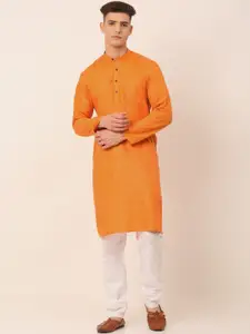 Jompers Men Orange Pure Cotton Kurta with Pyjamas