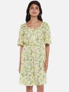 Honey by Pantaloons Yellow Floral A-Line Dress