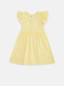Pantaloons Baby Mustard Yellow Striped Dress