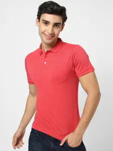 VASTRADO Men Coral Polo Collar Short Sleeves  T-shirt