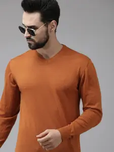 Arrow Men Orange Solid Pullover