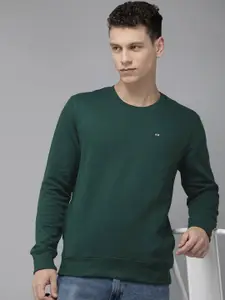 Arrow Men Solid Round Neck Knitted Sweatshirt