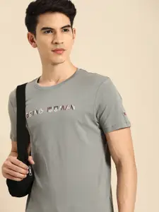 Being Human Men Grey Brand Logo Pure Cotton T-shirt