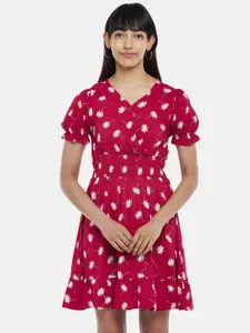 People Women Red & White Floral Dress