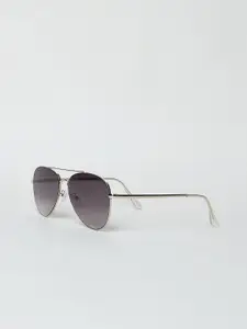 ONLY Women Grey Lens & Gold-Toned Aviator Sunglasses