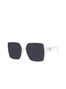 BOLON EYEWEAR Women Black Lens & White Square Sunglasses with Polarised Lens