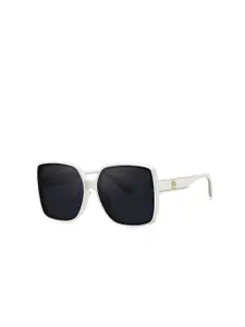 BOLON EYEWEAR Women Black Lens & Silver-Toned Square Sunglasses with Polarised Lens