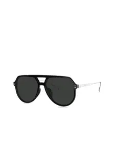 BOLON EYEWEAR Men Grey Lens & Black Aviator Sunglasses with Polarised and UV Protected Lens