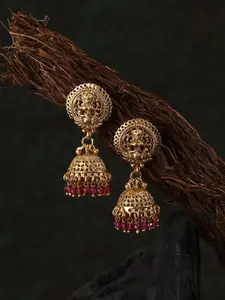 Adwitiya Collection Gold-Toned Dome Shaped Jhumkas Earrings
