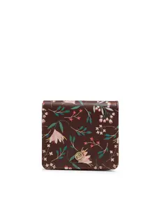 Chumbak Women Brown & Green Floral Printed PU Two Fold Snap Button Wallet