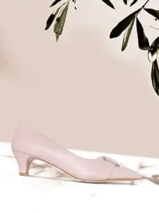 Allen Solly Pink Solid Pumps with Buckles Detail