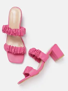 Allen Solly Women Pink Ruched Block Heels