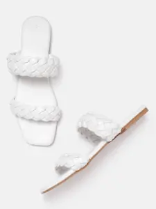 Allen Solly Women White Basketweave Open Toe Flats
