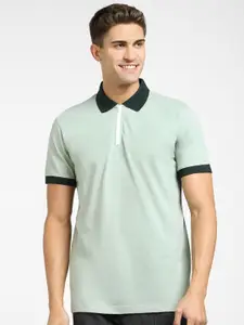 SELECTED Men Green Polo Collar T-shirt
