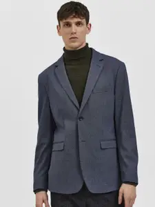 SELECTED Men Blue Solid Single-Breasted Blazers